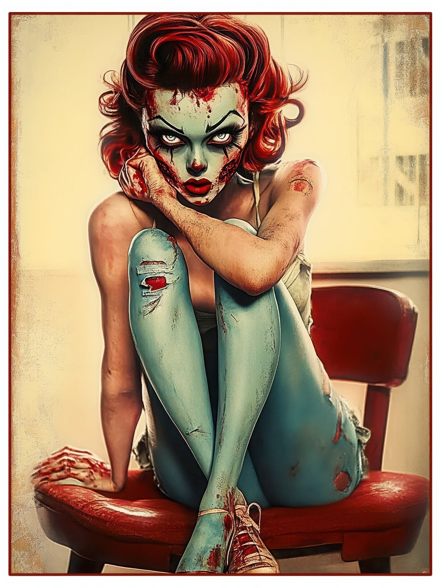 zombie, zombies, pinup, poster, poster prints, reto, reto prints, dowload, Digital Print