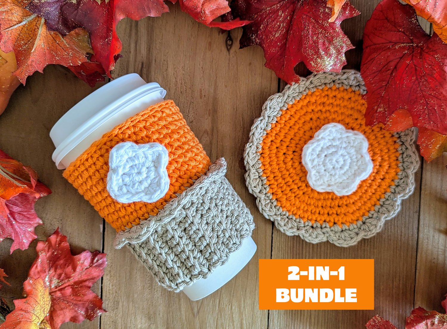 Pumpkin Pie Cup Cozy and Coaster 2-in1 Bundle