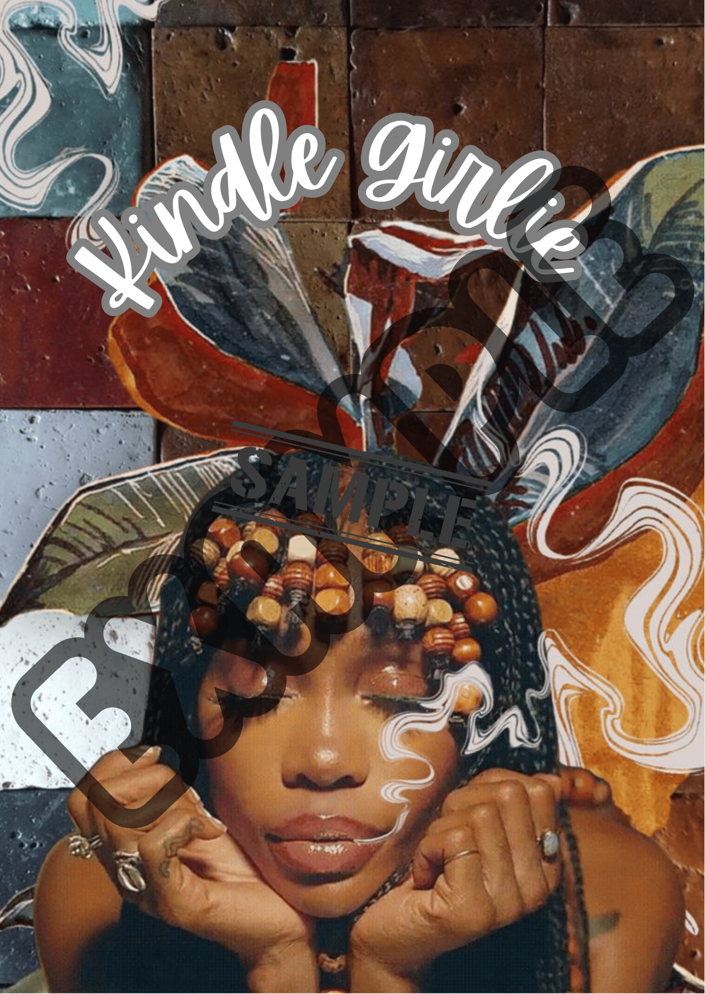 SZA inspired Kindle printable insert featuring artistic portrait and modern typography in dark color palette for Kindle Paperwhite