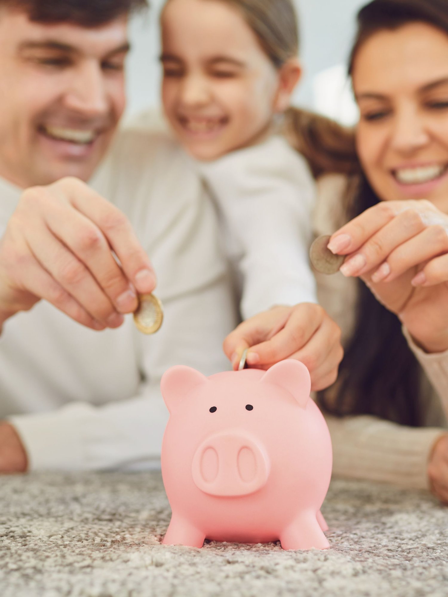 Family working together to save money just as they planned