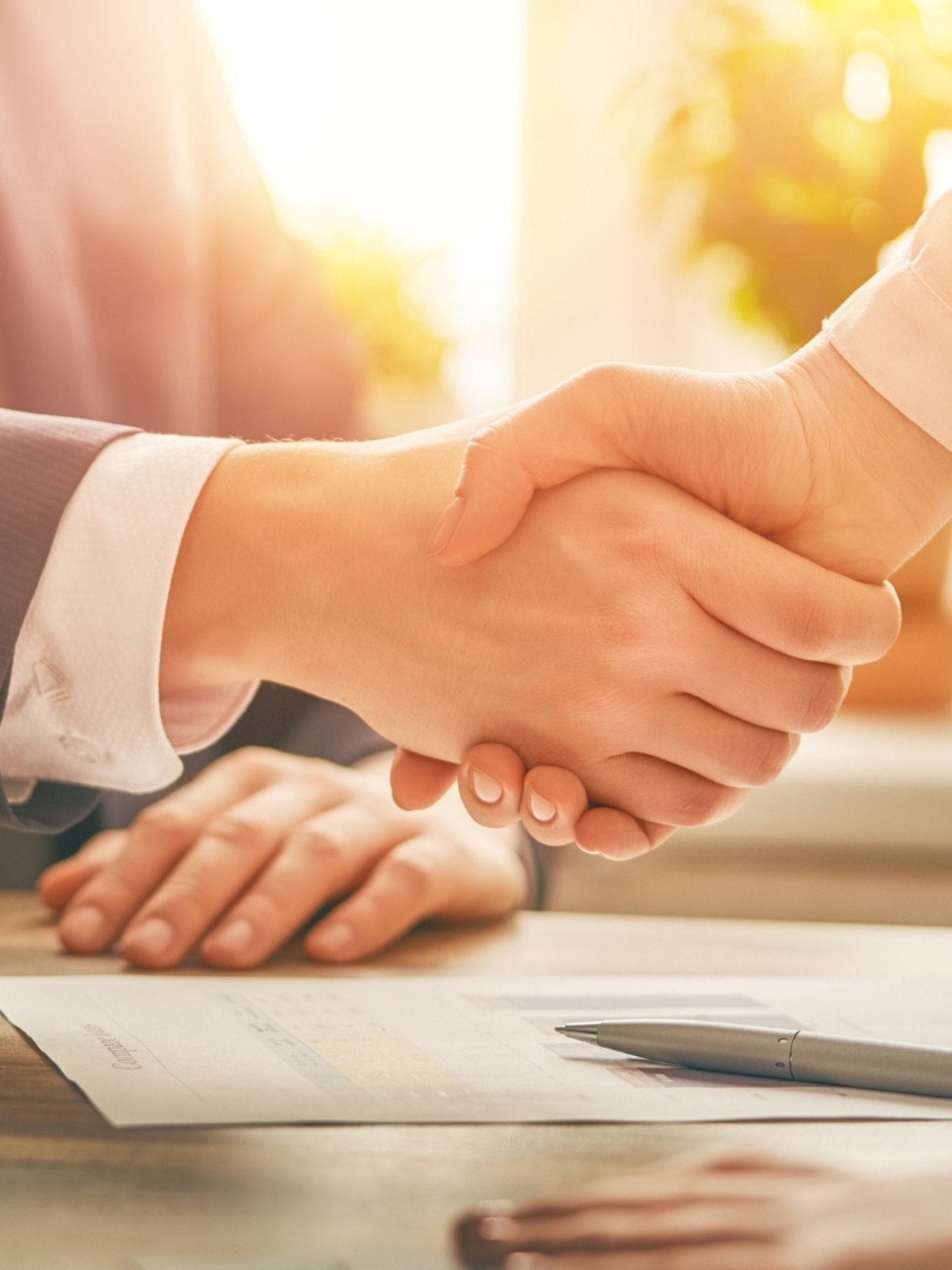 A handshake demonstrating the commitment that the financial consultant/planner has to their client as a partner in their financial journey