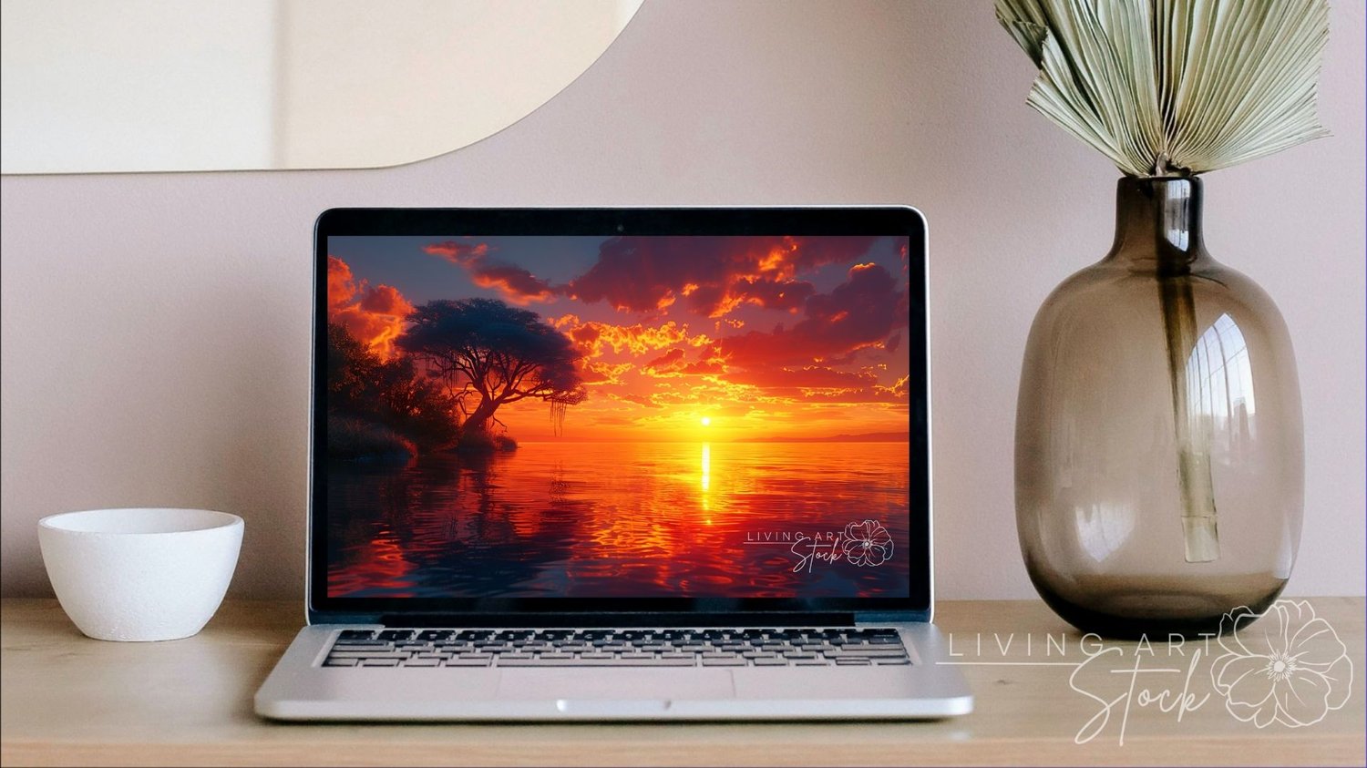 African sunset screen saver stock photo art