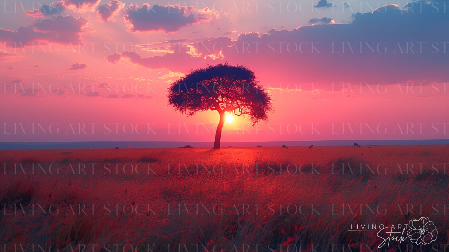 Pink Serengeti Screen Saver Art