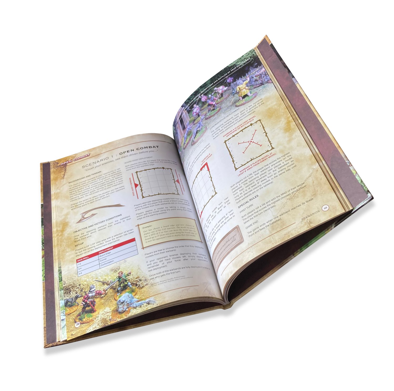 Open Combat miniature skirmish rules inside spread