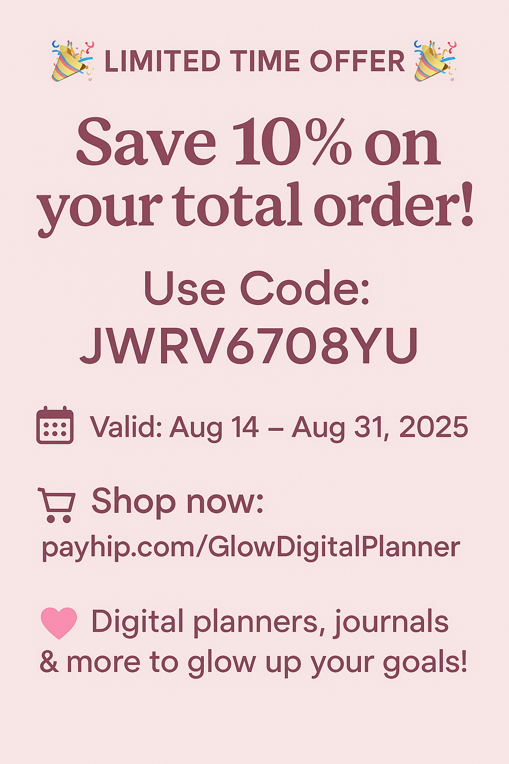 Positive Planner Discount Code Coupon on Planner - Payhip