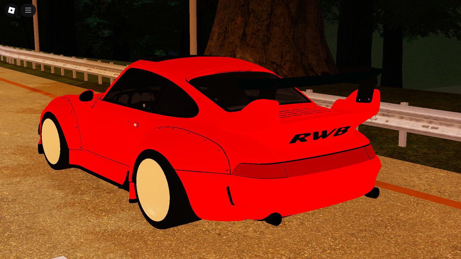 High-quality Porsche RWB Roblox car model with realistic modifications
