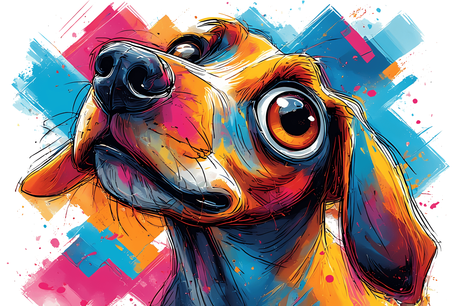 Pop art whimsical cartoon dog