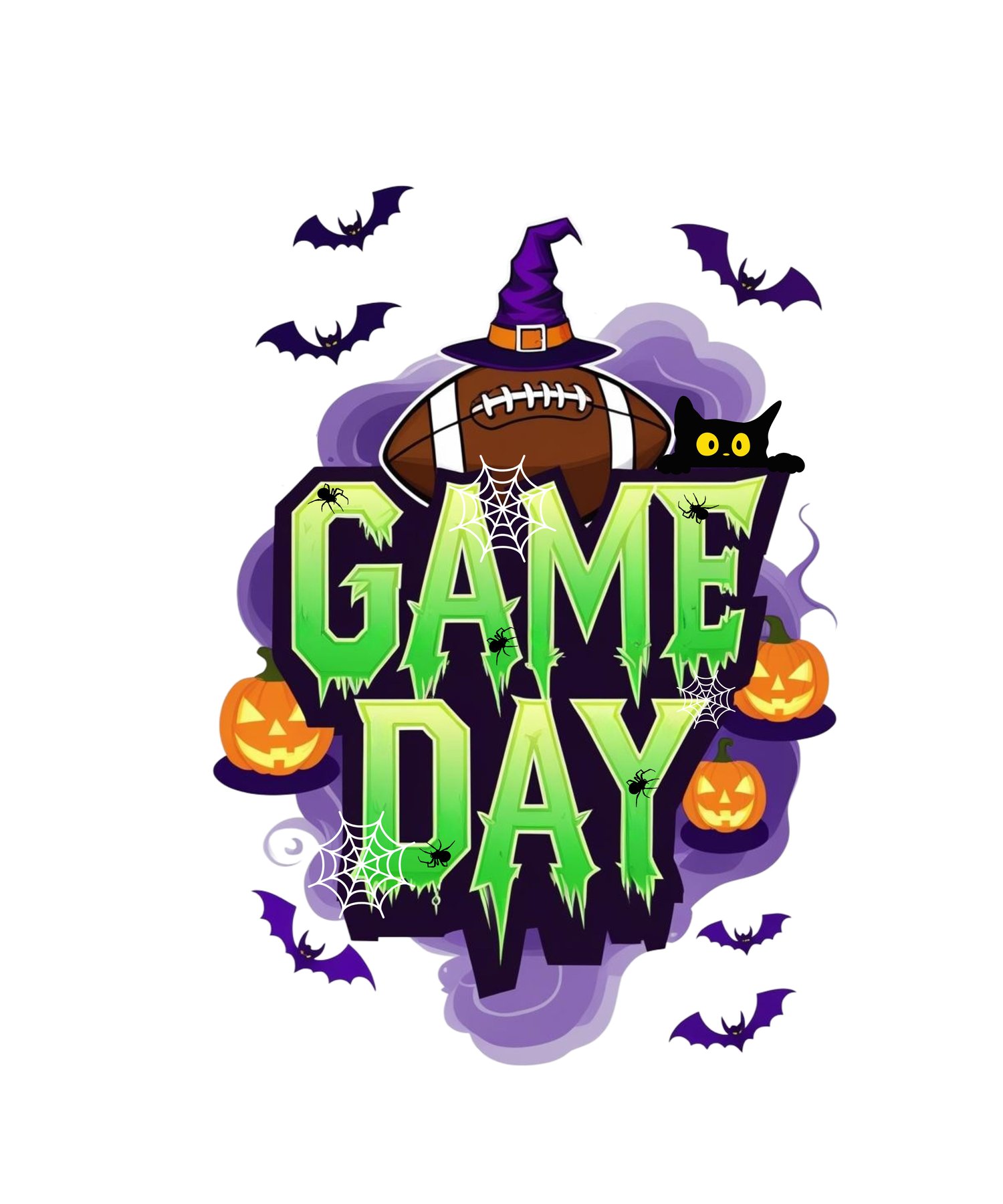 png design, digital download, clipart png, transparent png, halloween football, game day design, spooky football,