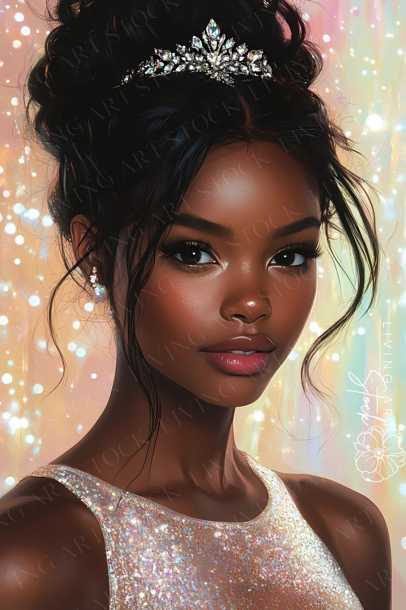 Black Princess Fantasy Art Illustration | Black Women Stock Photos