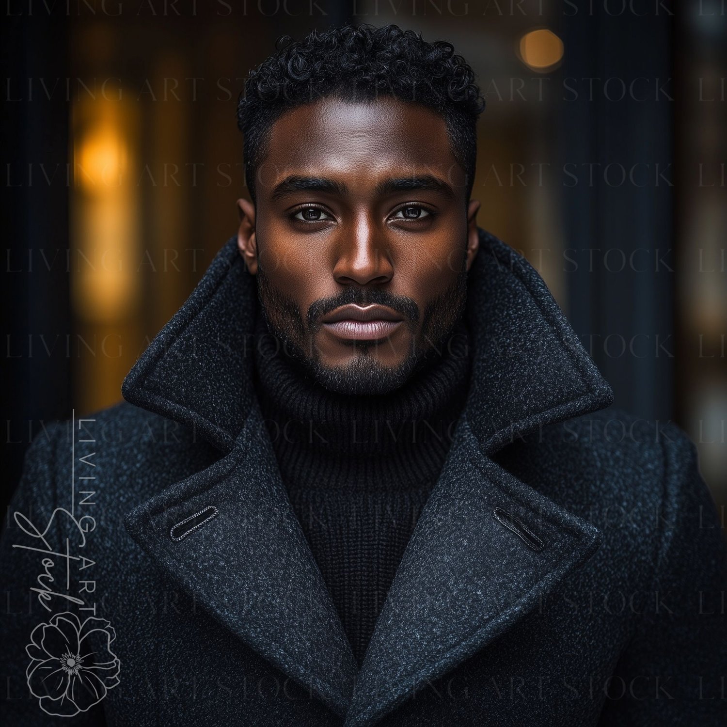 Dark Skin Black Men Autumn/ Winter Stock Photos