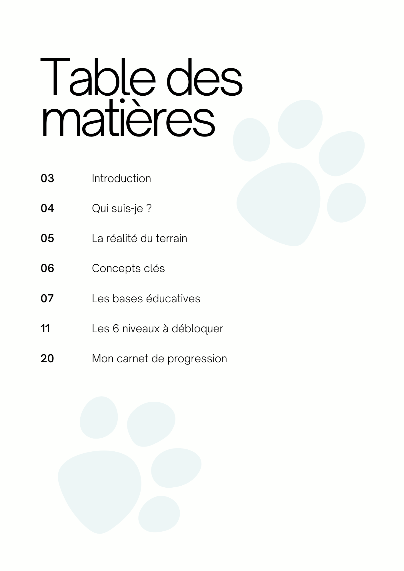 Carnet de progression - structurer un plan de travail en éducation canine