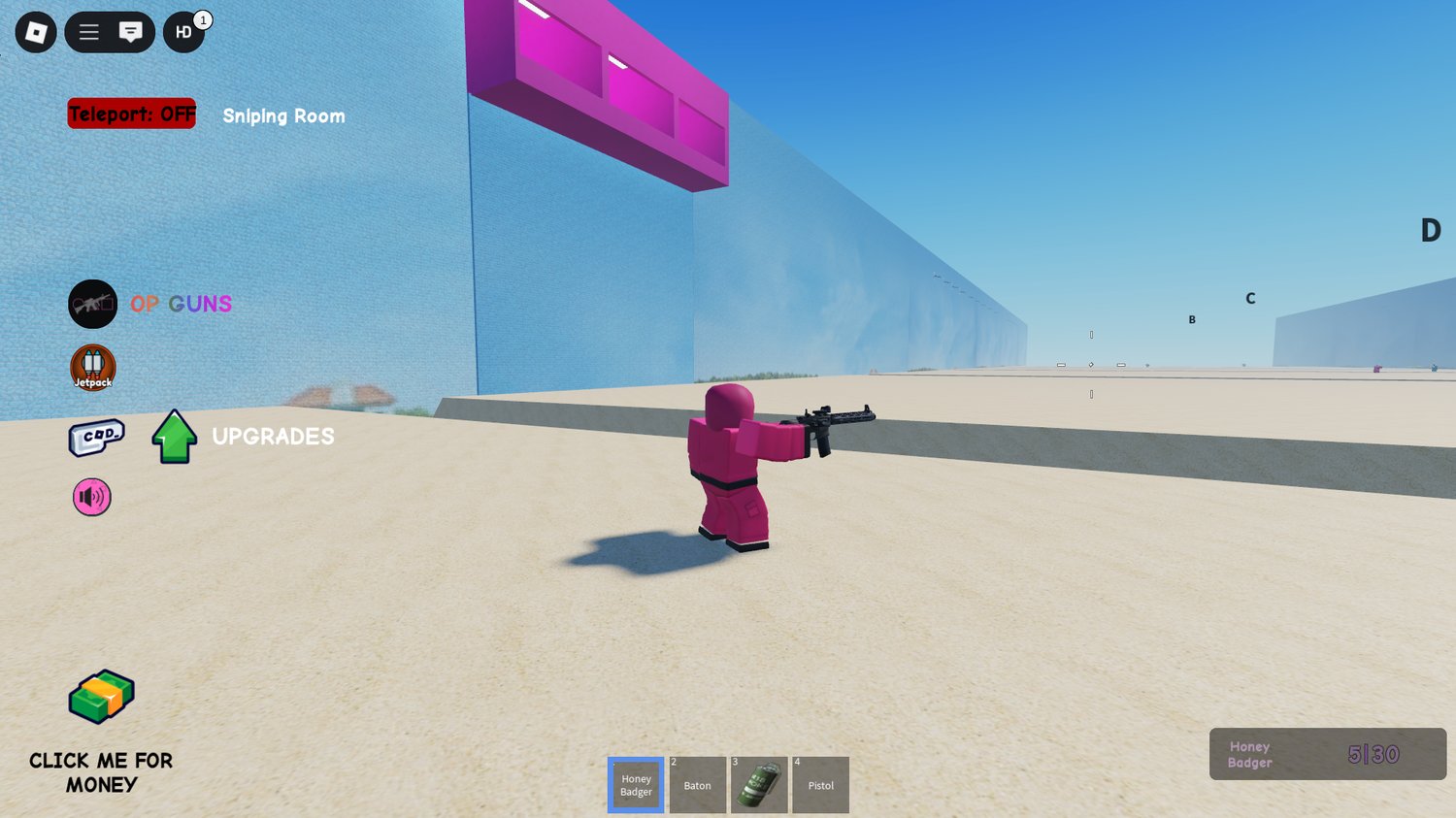 Lobby area with beds in Squid War Roblox game