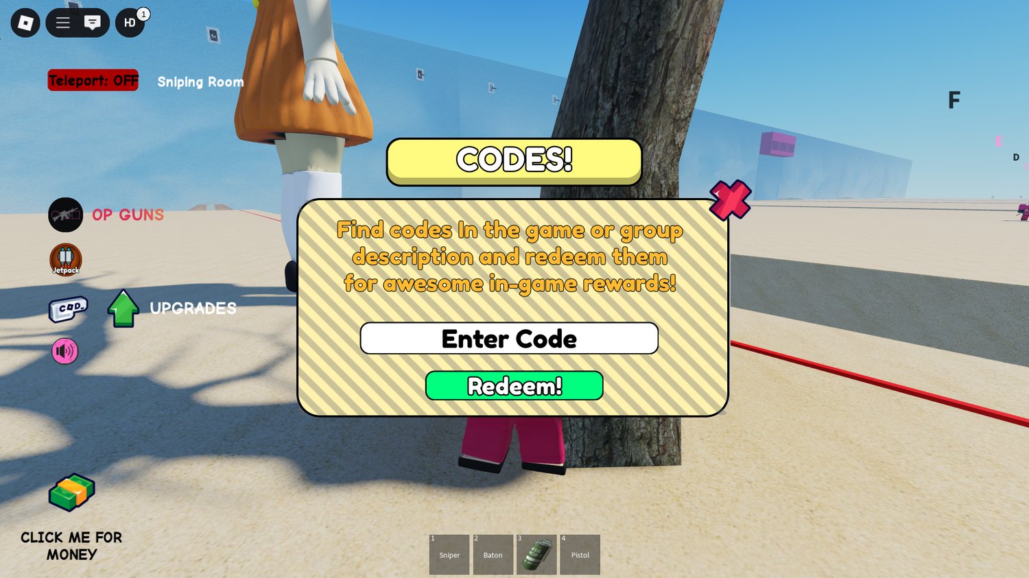 Working guns and combat in Roblox Squid War