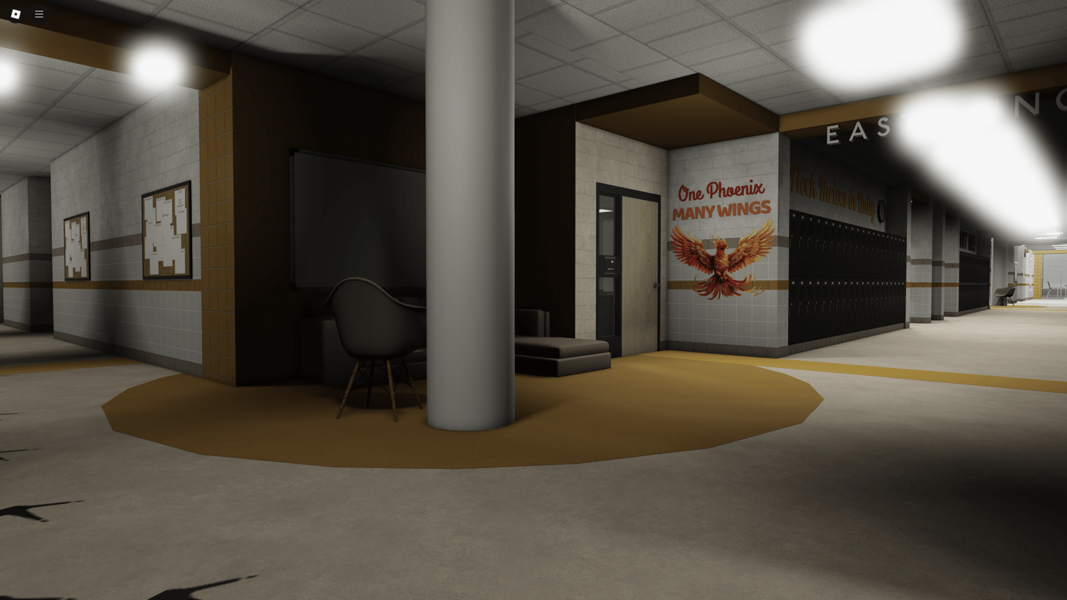 Roblox school roleplay building interior in Michigan county map