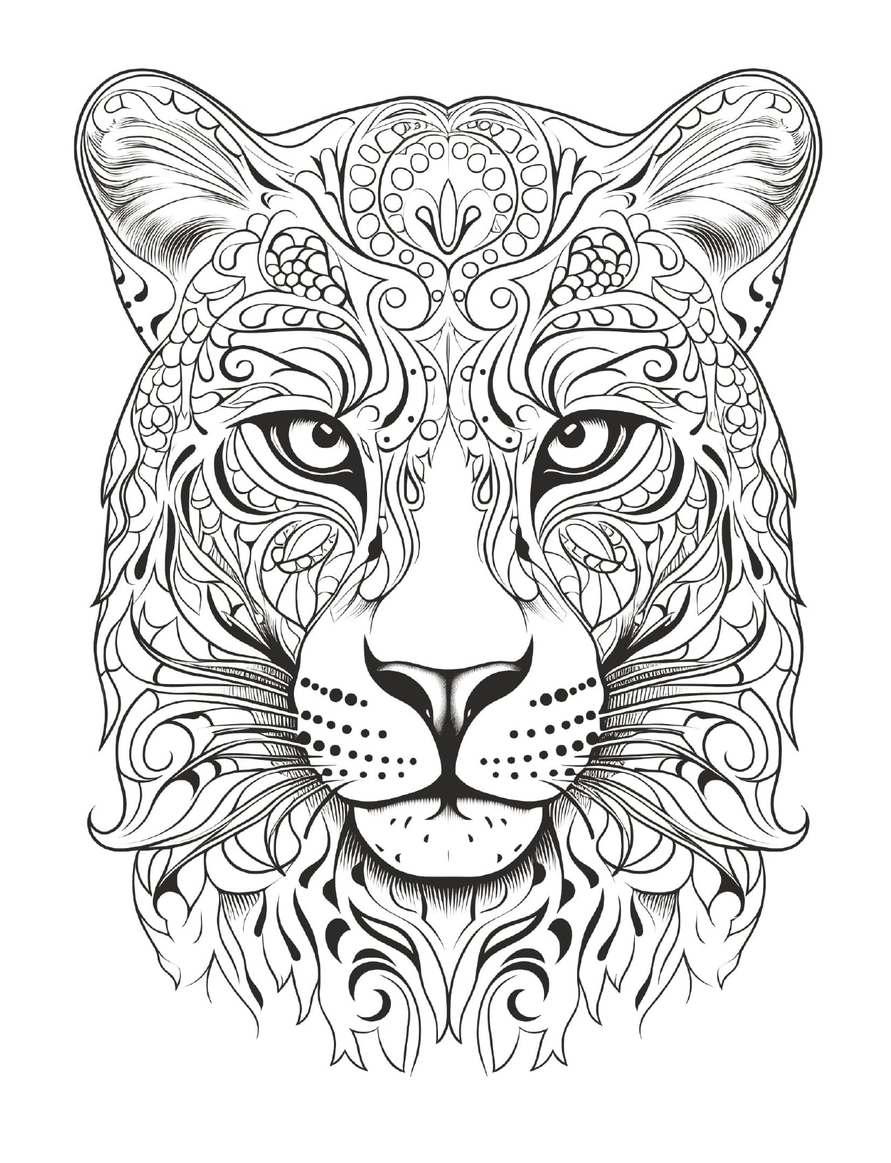 Mandala Animals Coloring Book Leopard