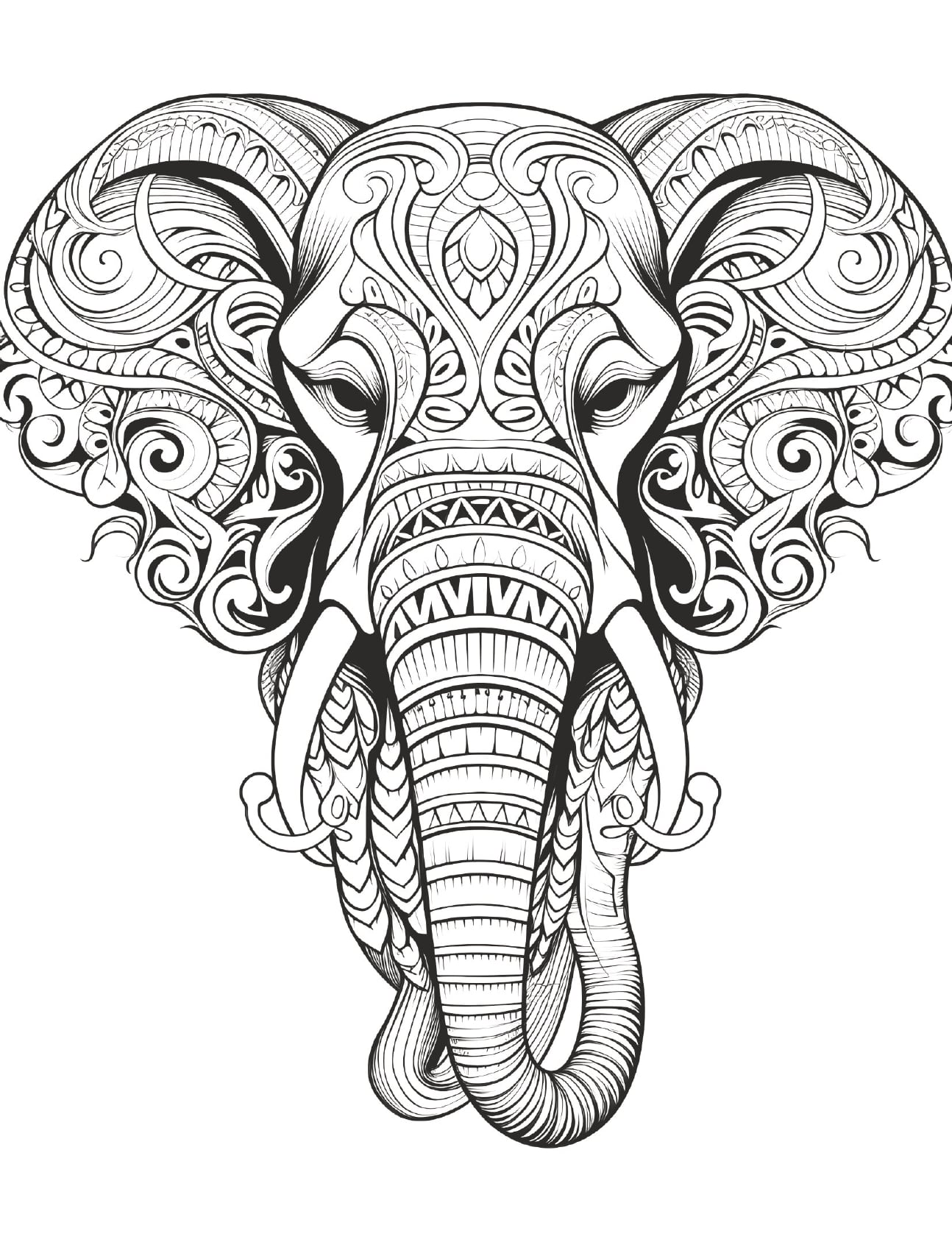 Mandala Animals Coloring Book Elephant