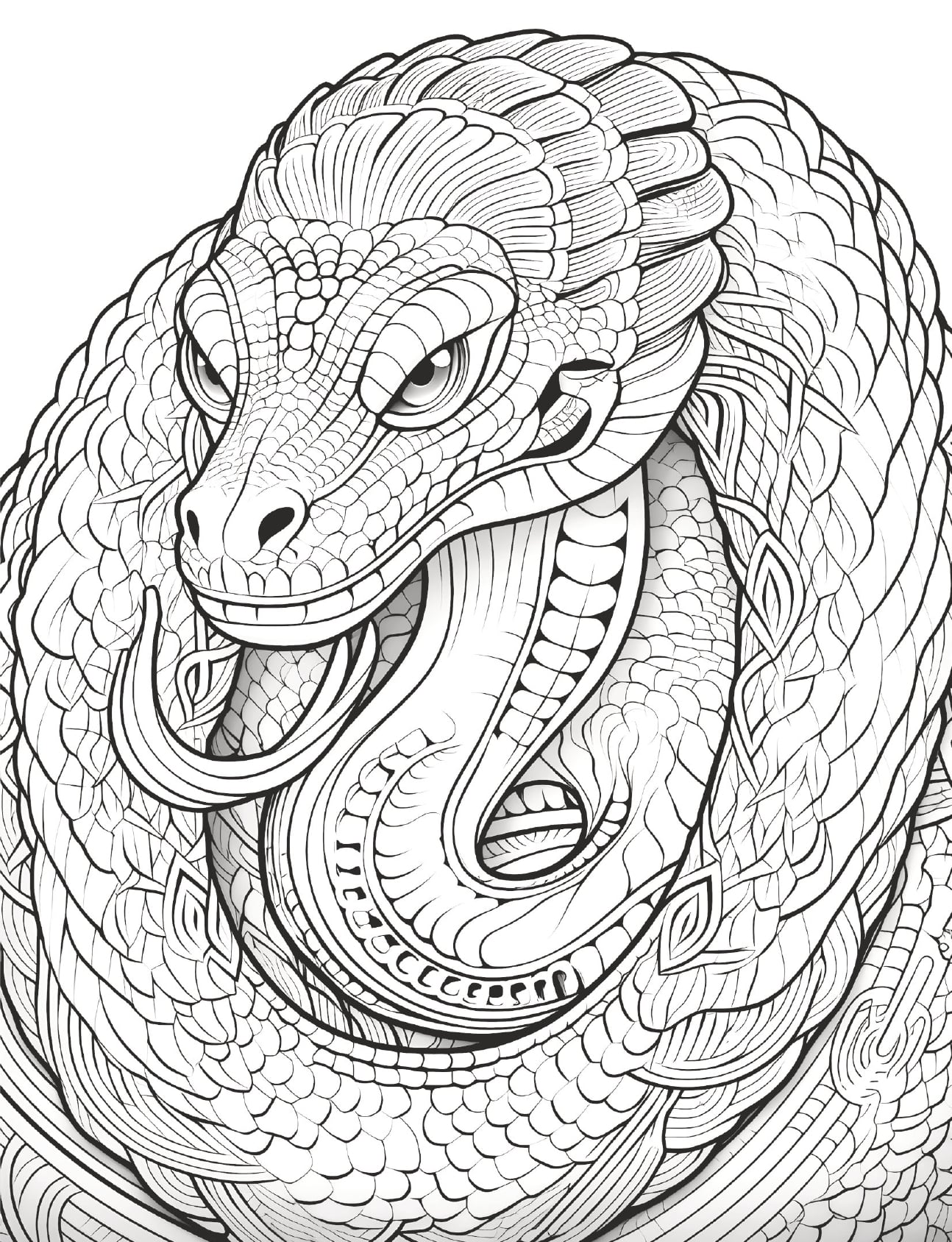 Mandala Animals Coloring Book Snake