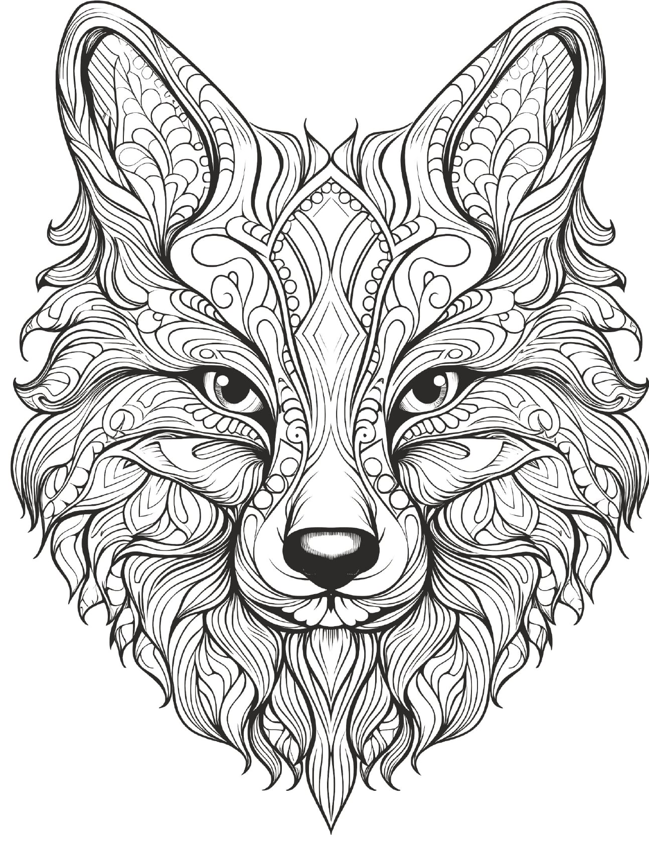 Mandala Animals Coloring Book Wolf