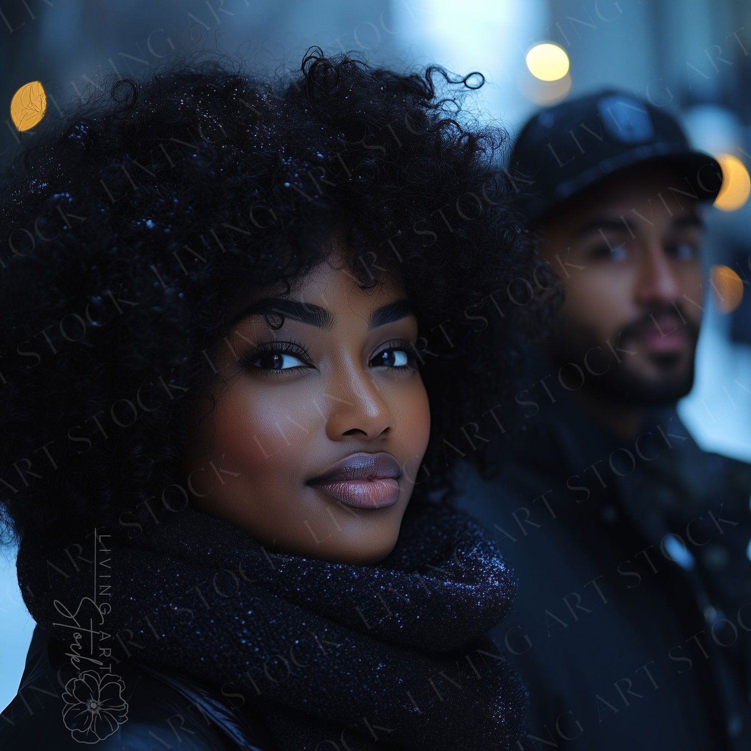 Black Couple at Date Night in a Winter Setting