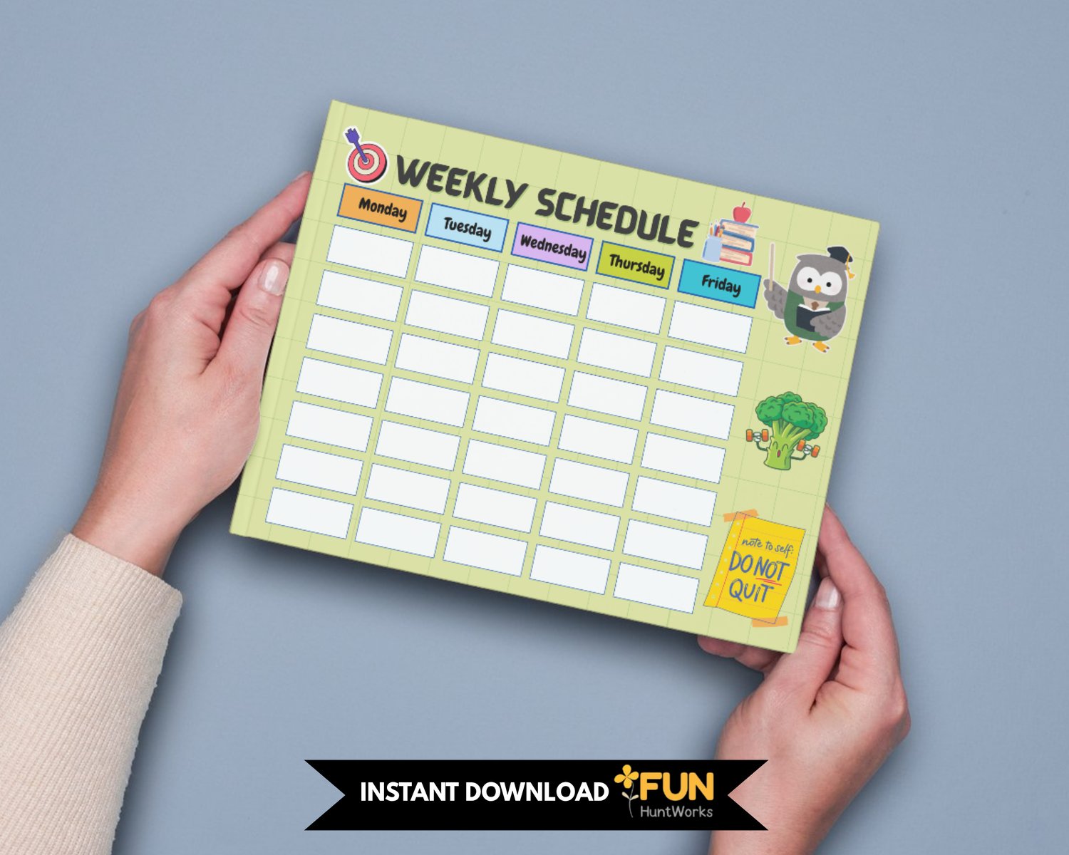 Timetable Amazon Printable Green Weekly Timetable Planner – Fun & Cheerful Design for ...