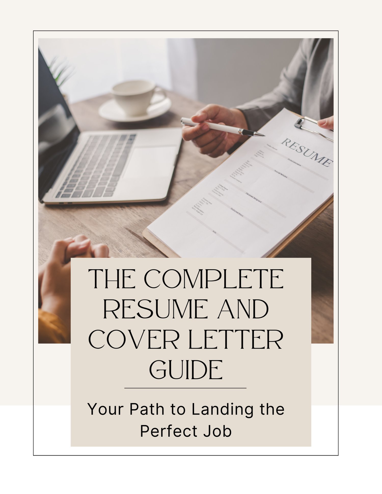 The Complete Resume & Cover Letter Guide book cover showing a professional, modern design with title and subtitle about landing the perfect job.