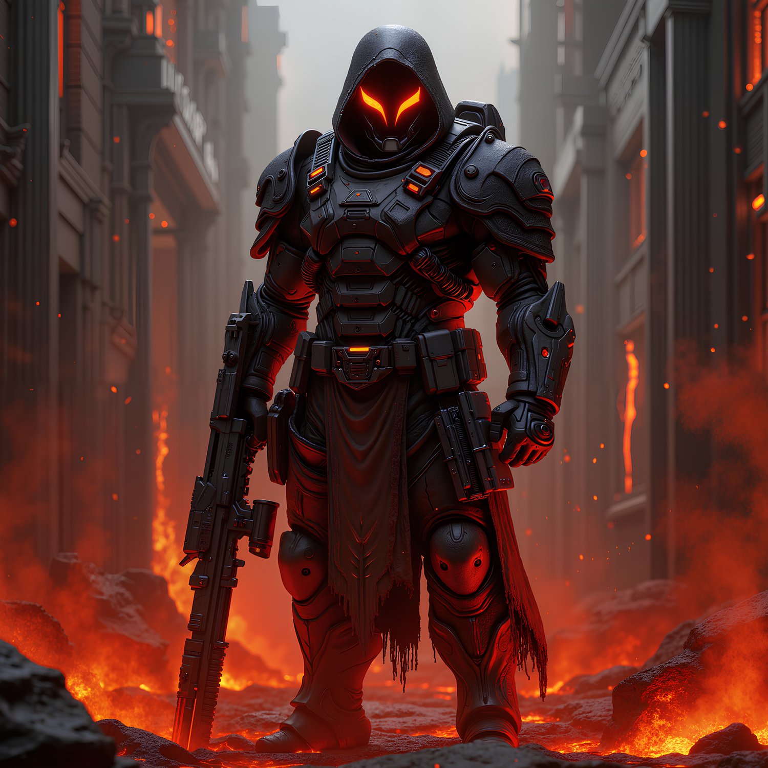 Male hell demon general just after the heart of battle