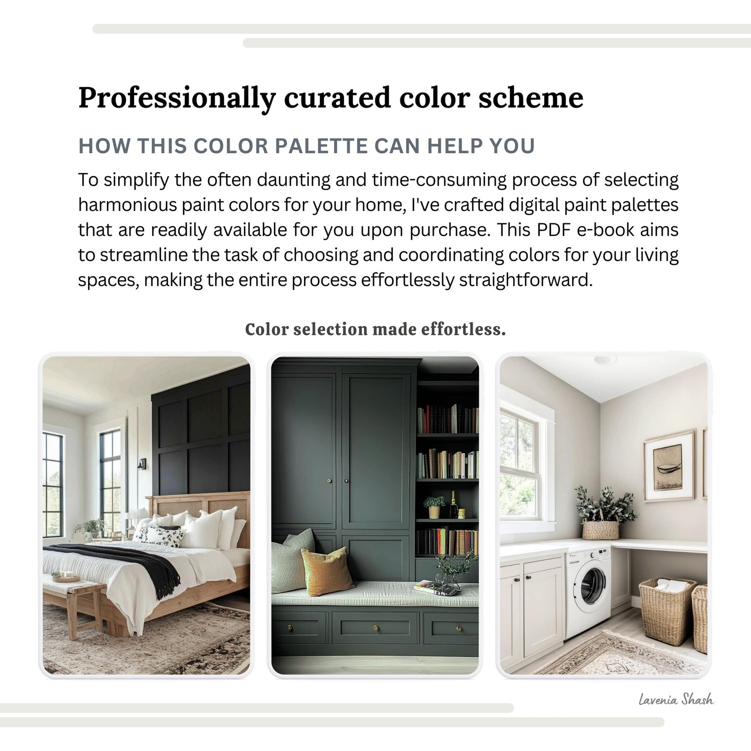 Modern Farmhouse paint color palette. Nordic, Cottage, Country, and Farmhouse-inspired interiors. Curated by Lavenia Shash.