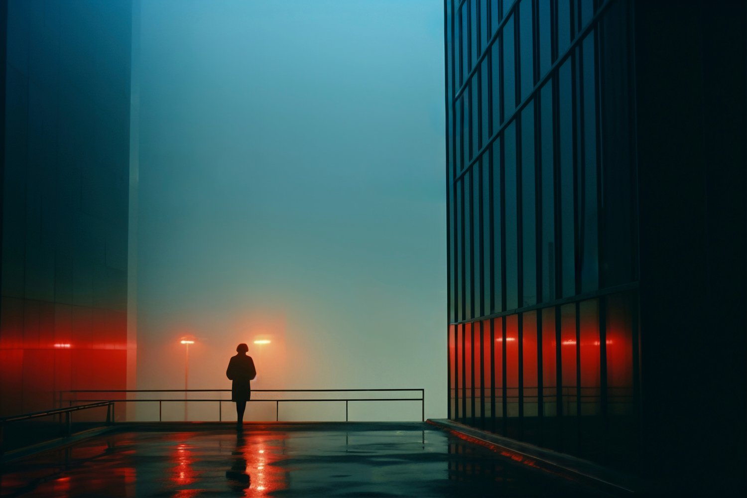 Man appreciating the city lights