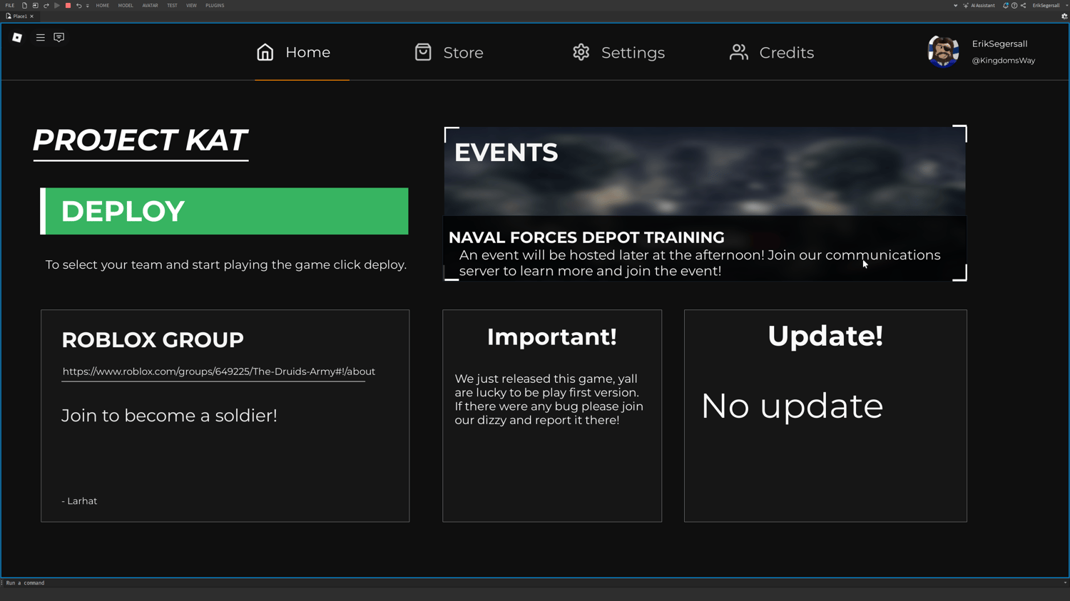 Roblox Project KAT menu system UI