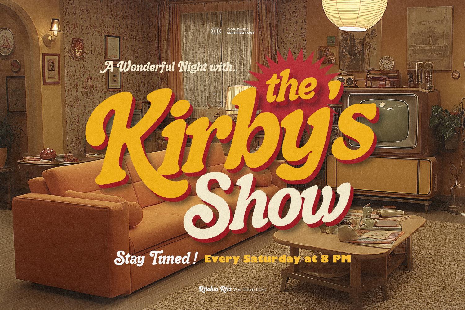 retro font, 70s font, vintage show font, pop style typeface, fun font, american dream style, classic retro type, summer vibe lettering, nostalgic branding font, retro display typeface