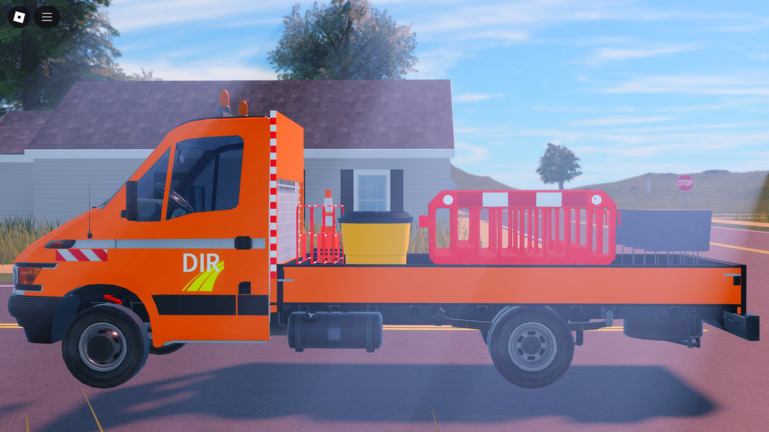 Back view of Iveco Benne truck with cargo bed