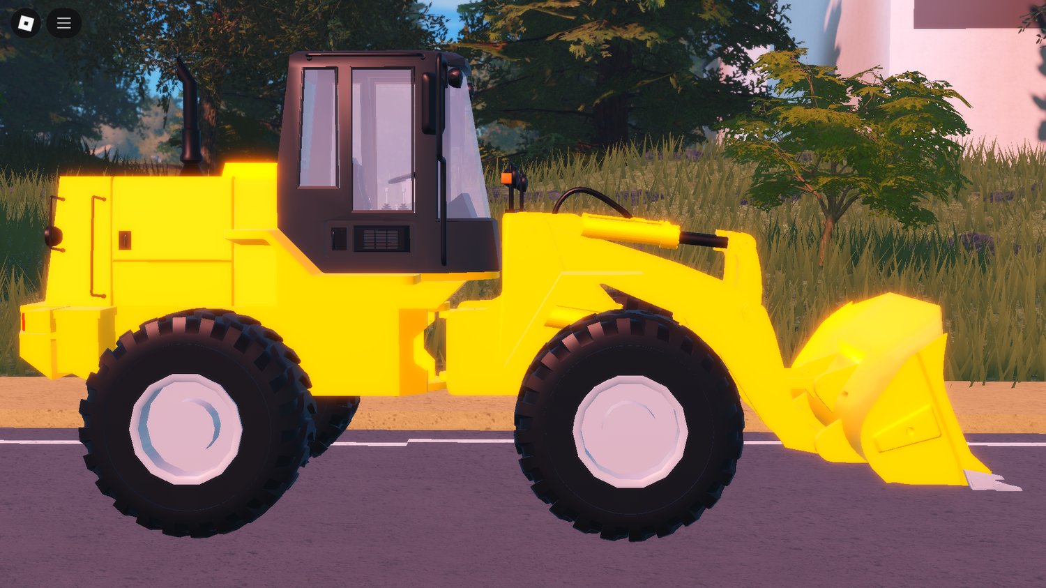Drivable tractor with bucket in Roblox construction map