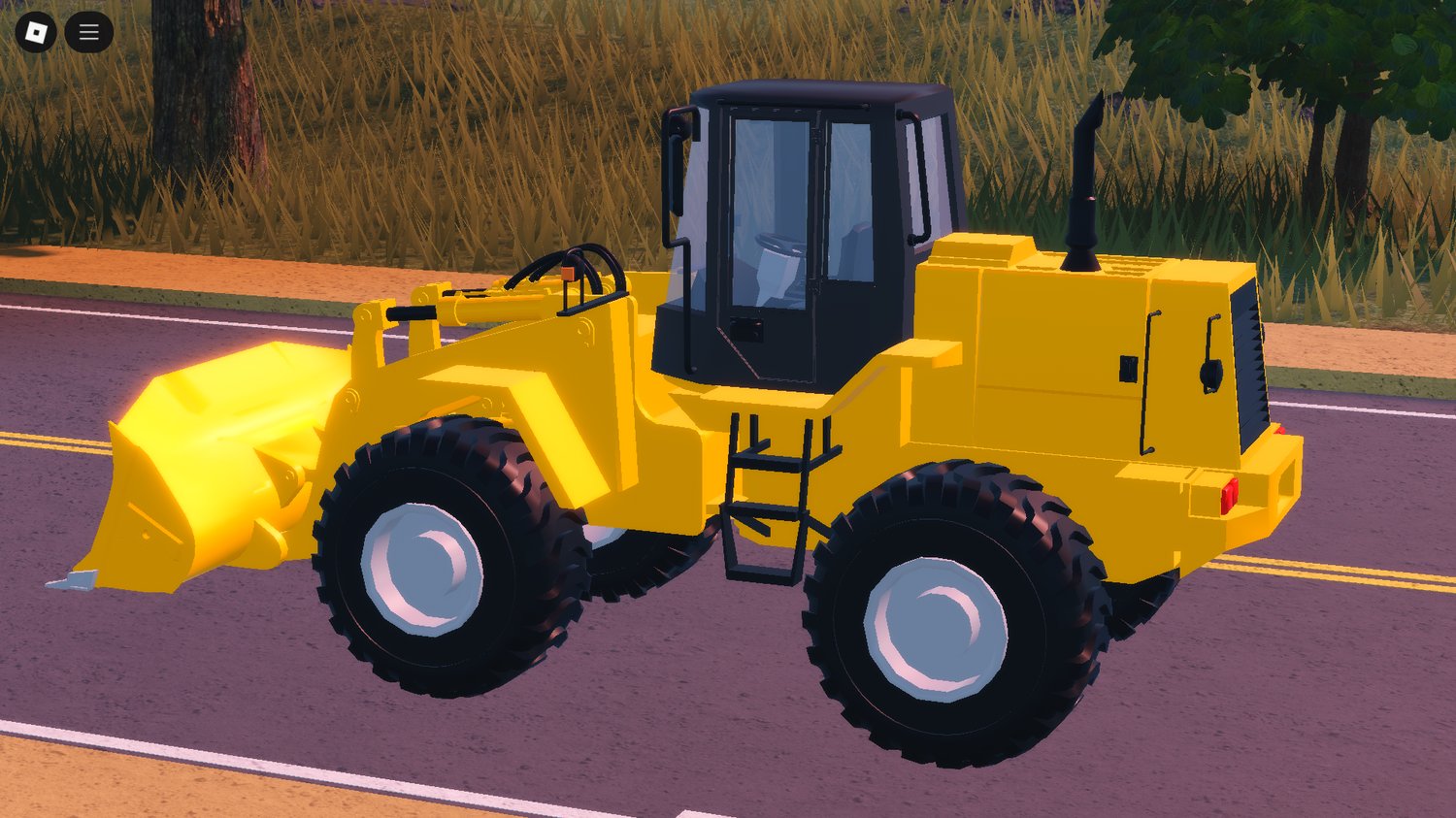 Tractor driving across Roblox farm fields