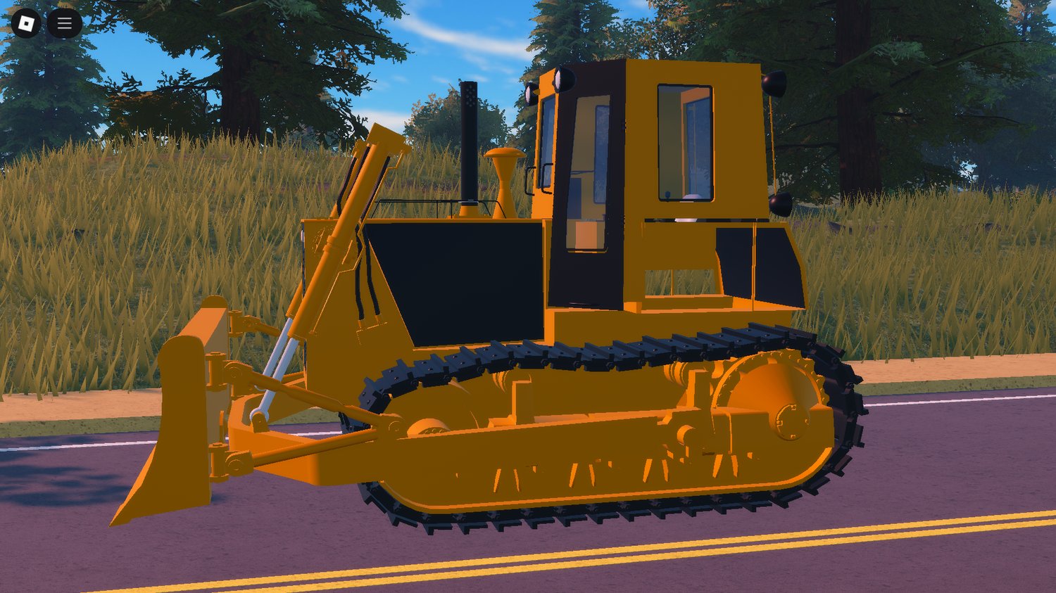 Driveable construction bulldozer in worksite map