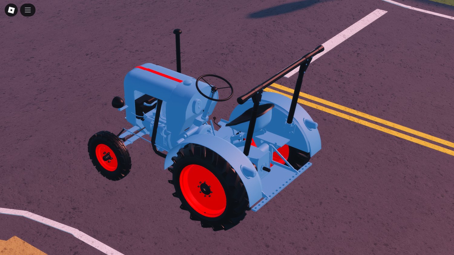 Tractor placed next to barn in rural map