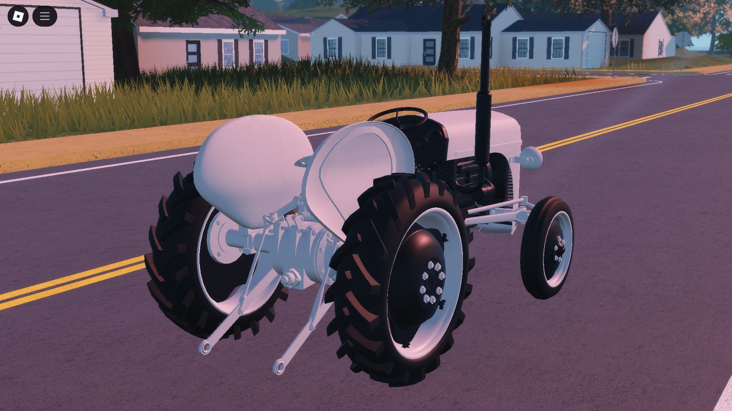 Tractor driving through a Roblox crop field