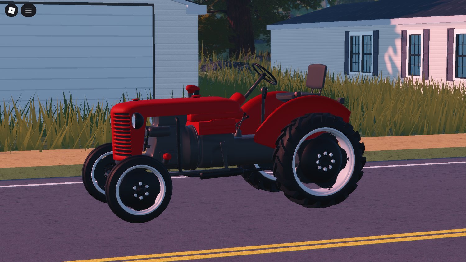 Tractor driving across Roblox crop field