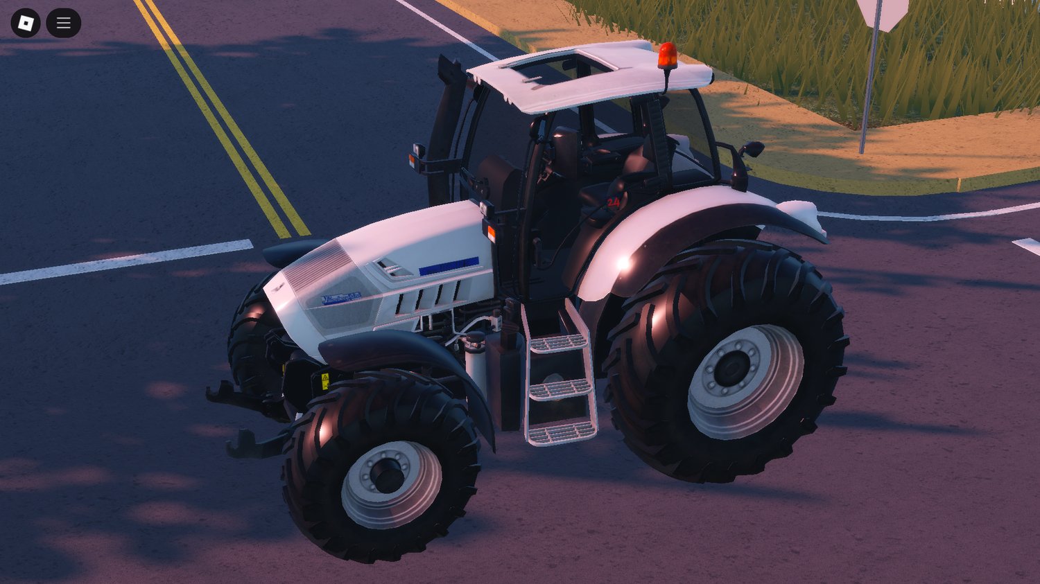 Tractor driving across Roblox crop field
