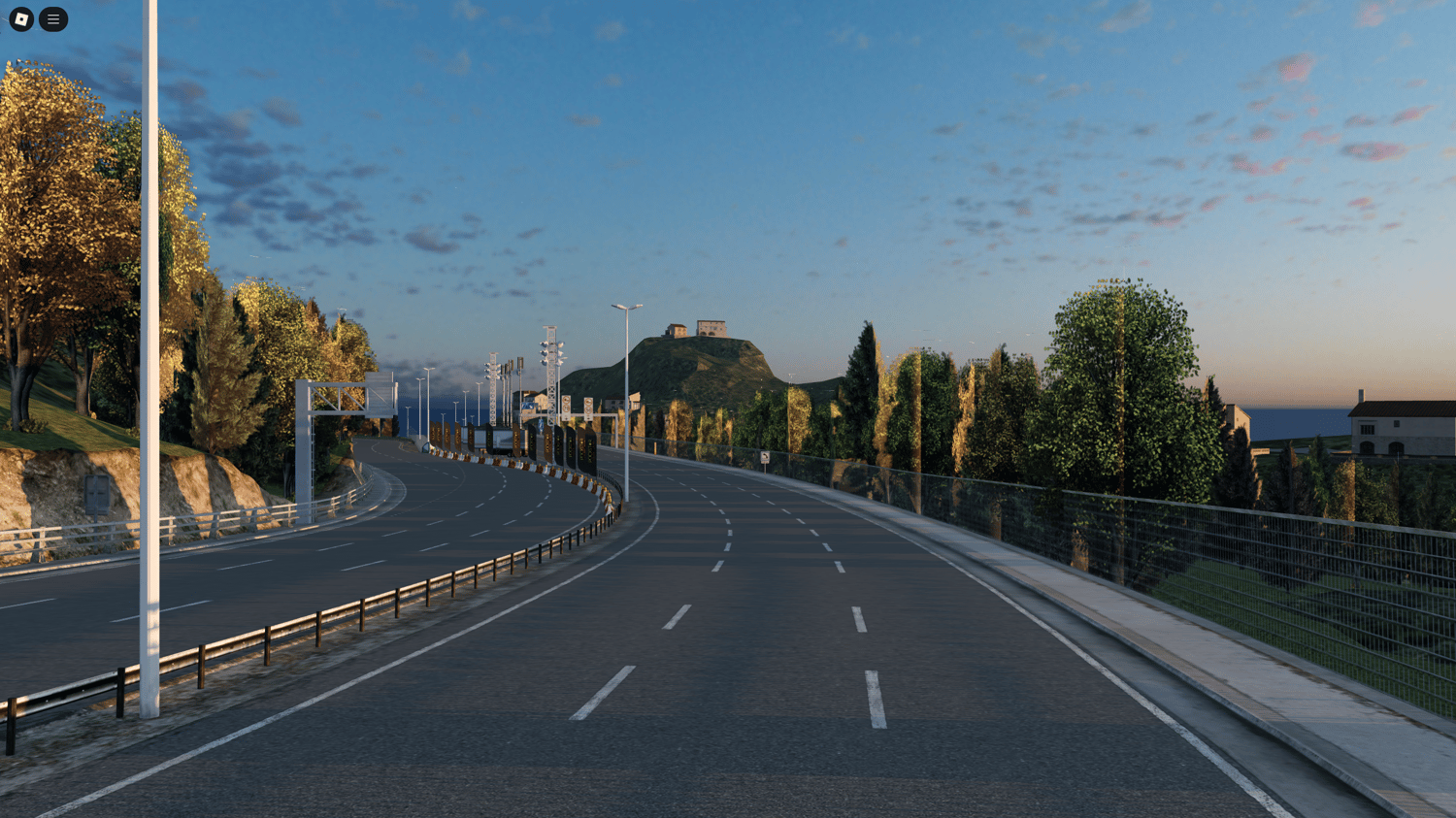 Roblox coastal driving map with long road