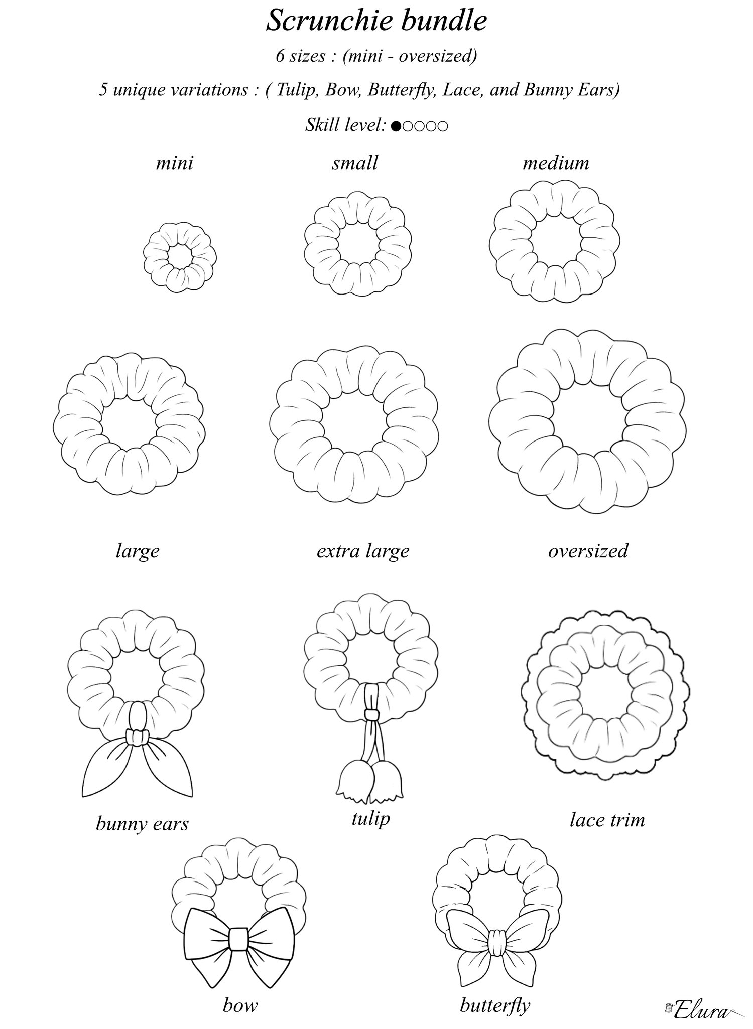 Scrunchie bundle PDF Sewing pattern