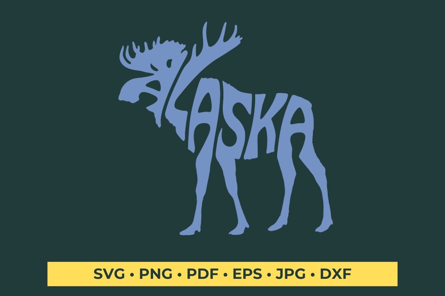 Alaska word art in the shape of a moose