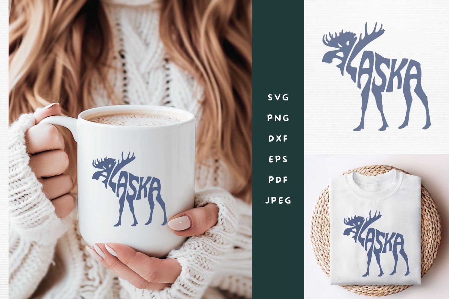 Alaska word art in the shape of a moose