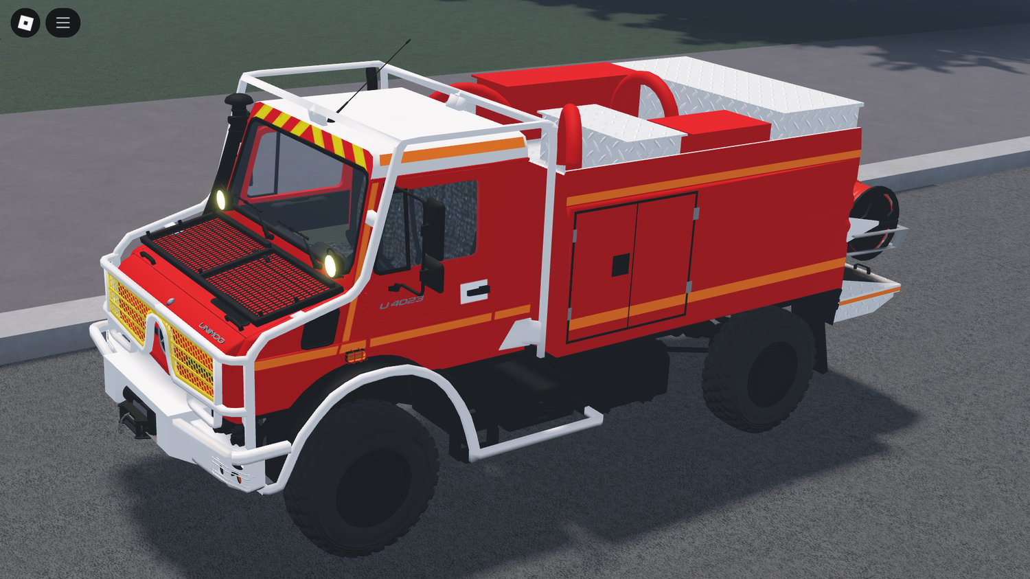 Rear view of Roblox CCFM fire truck