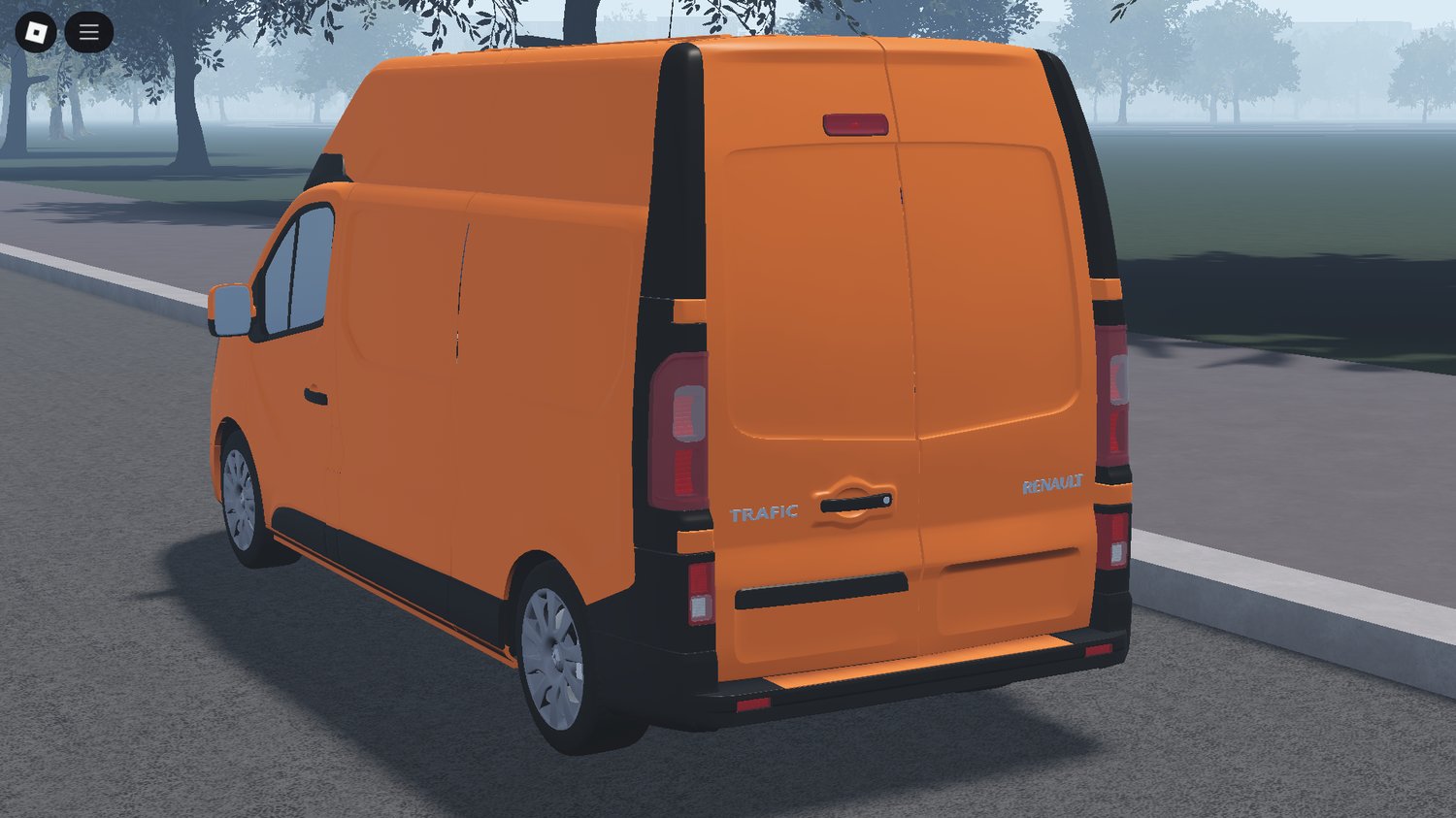 DHL delivery van parked near a shop in Roblox