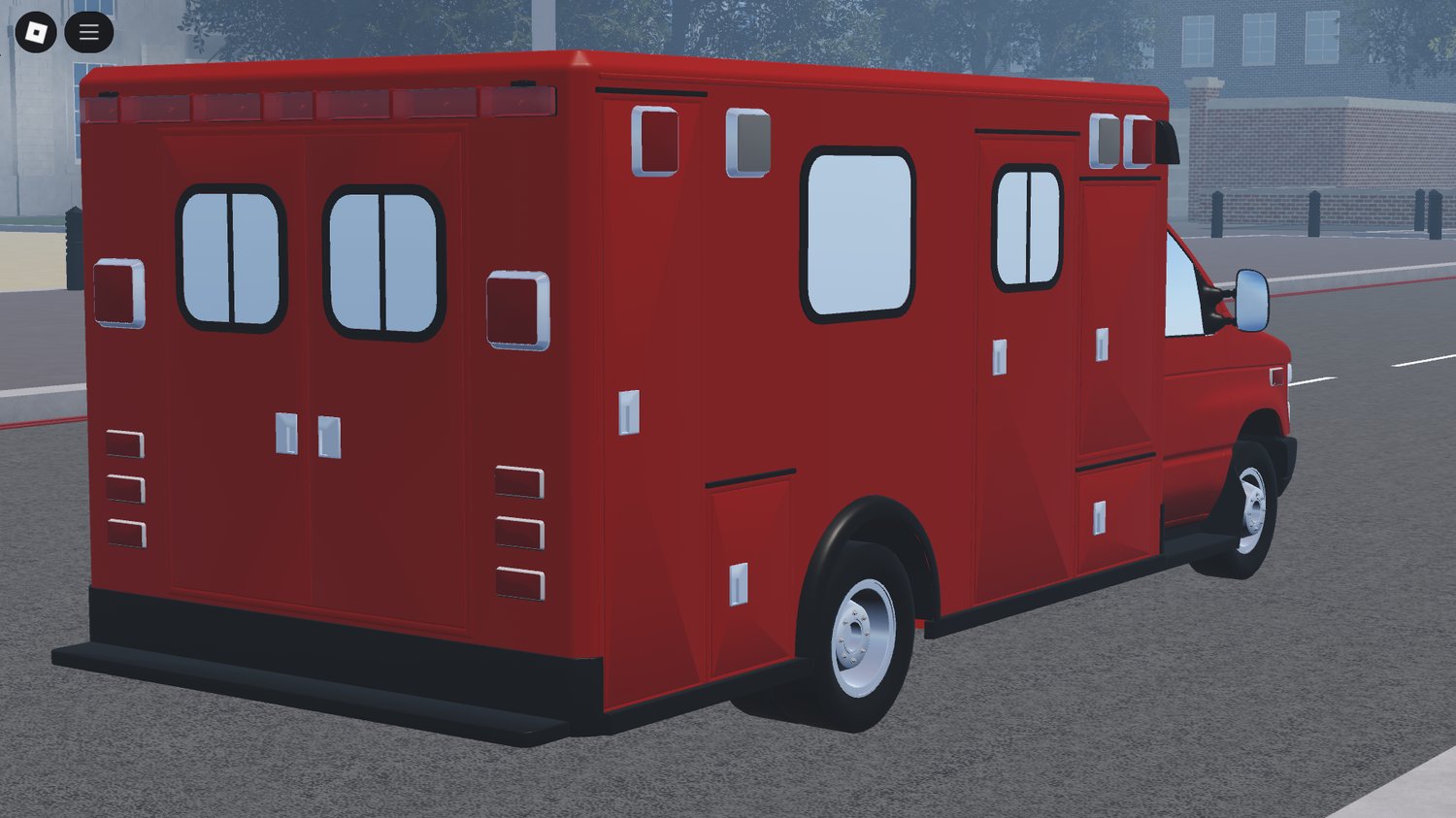 Rear doors and back view of ambulance