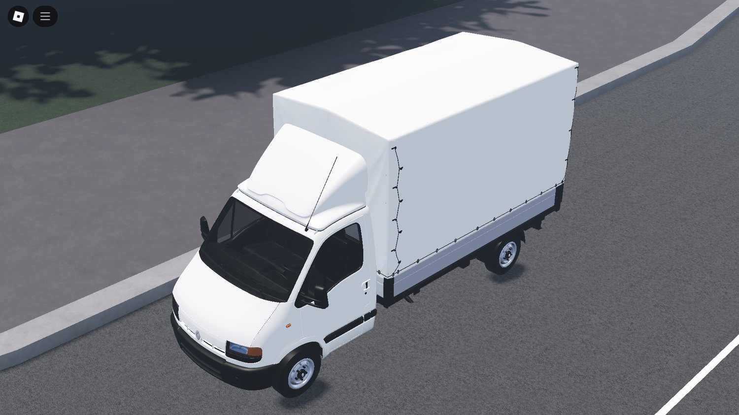 Van parked near urban building in Roblox
