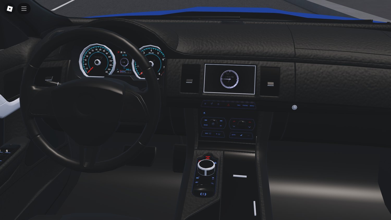 Driving Jaguar XF on city streets in Roblox