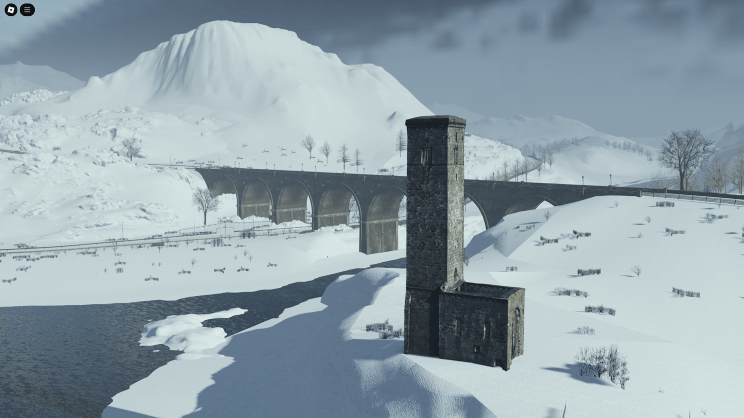 Roblox scenic UK town in snow