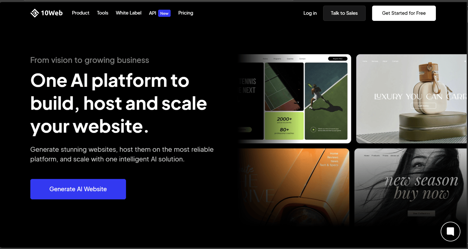 10Web homepage 2025 – AI-powered WordPress hosting on Google Cloud with automated website builder and optimization tools.