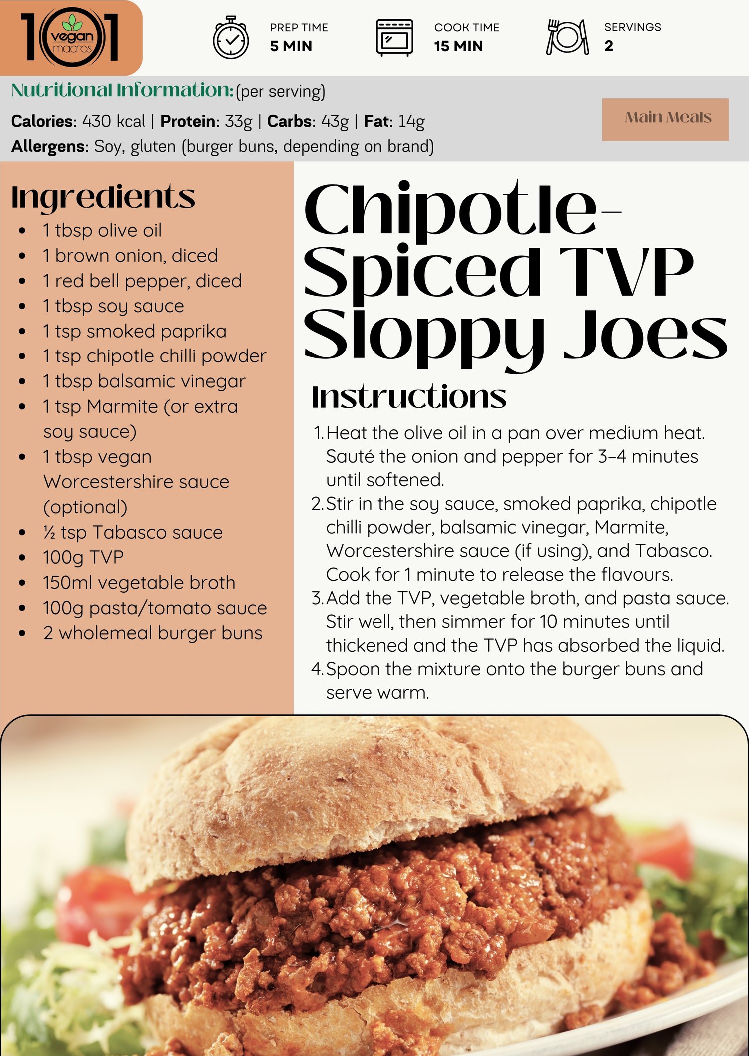 High-protein vegan recipe of sloppy joes